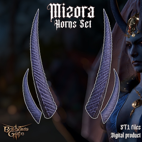 Mizora Fantasy Horns Set Baldurs Gate 3 STL