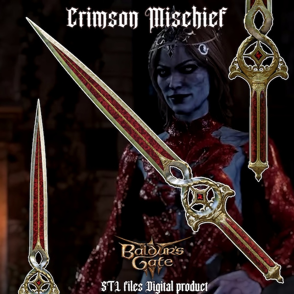 Orin Crimson Mischief Fantasy Dagger Baldurs Gate 3 STL