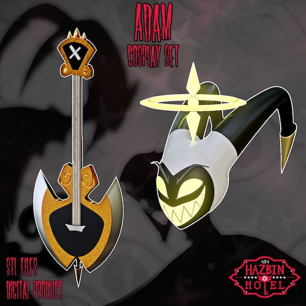 Adam Cosplay Bundle (Headwear and Guitar Axe) Hazbin Hotel STL