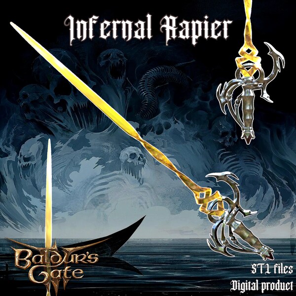 Fantasy Infernal Rapier Baldurs Gate 3 STL