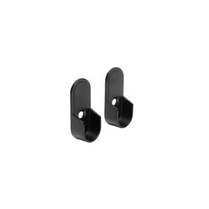 Oval Matte Black Closet Rod End Supports With Dowels