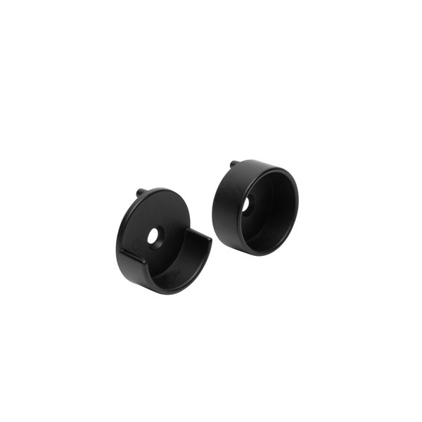 Round Matte Black Closet Rod End Supports With Dowels