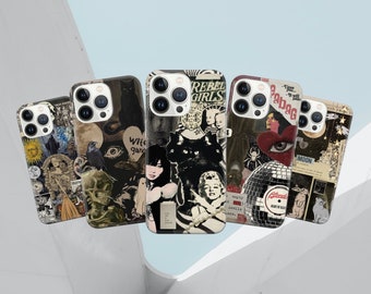 Collage Art Phone Case: Horror Design, Soft TPU Gel Cover