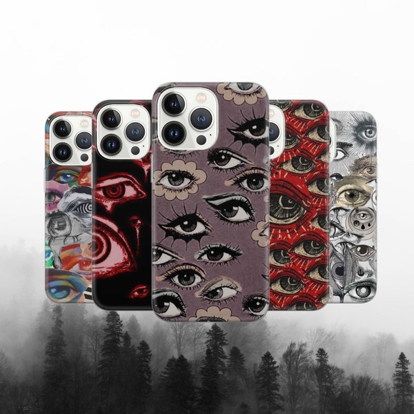 Eyeball Phone Case Weird Cover for iPhone 14 13 12 Pro 11 XR 8 7, Samsung S23 S22 A73 A53 A13 A14 S21 Fe S20, Pixel 7 6A