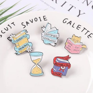 Book Banner Brooches | Enamel Pins | Readers Bookworms Students Enamel Pin
