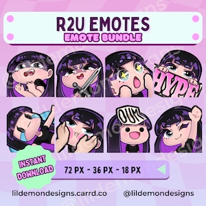 Goth Girl Emotes / Twitch Sub / Emotes / Kawaii / Cute Twitch Emotes / Emotes For Streamers / Streamer