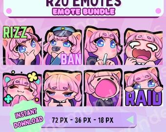 Pink CatGirl / Twitch Sub / Emotes / Kawaii / Cute Twitch Emotes / Emotes For Streamers / Streamer
