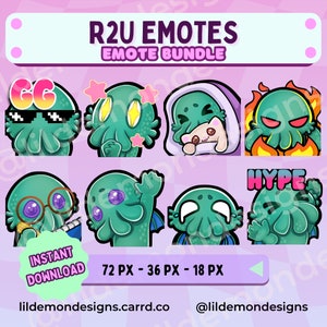 Emote di Cthulhu / Sub Twitch / Emote / Kawaii / Emote Twitch carine / Emote per streamer / Streamer