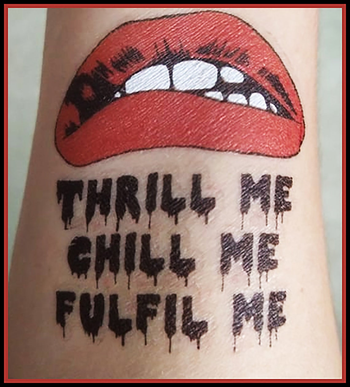 The Rocky Horror Show Temporary Tattoo Frank N Furter, Heart, Lips