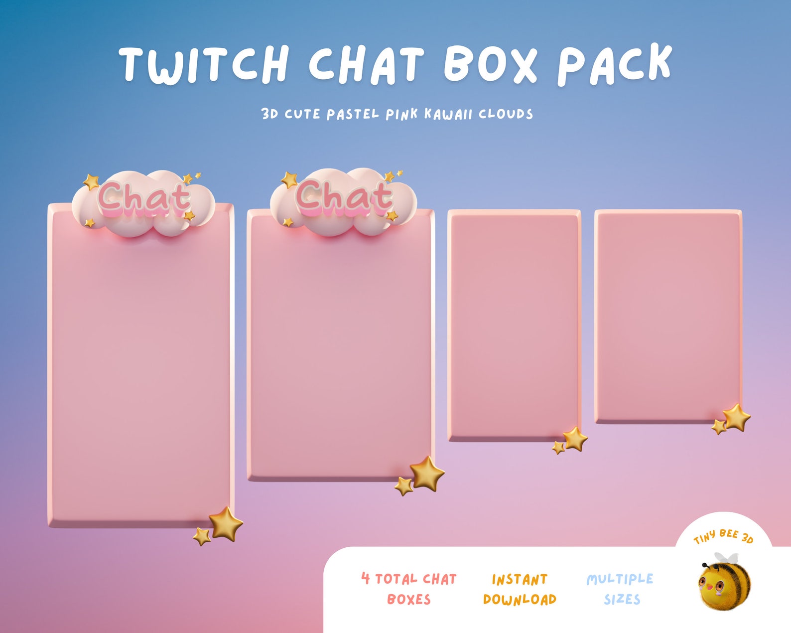 Streaming Chat Boxes for Twitch Stream Overlay Pack Pastel Pink Clouds ...