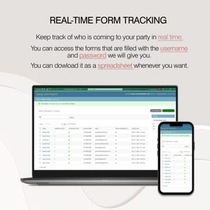 May include: A laptop and a smartphone display a spreadsheet with a list of attendees and their information. The text on the screen reads "Django administration" and "Select Attender to change".