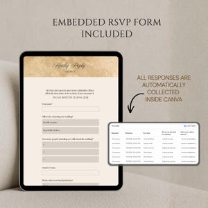 Hochzeitseinladung mit Blumenmuster in Salbeigrün und Gold mit RSVP-Funktion: Bearbeitbare Canva-Vorlage Bild 9