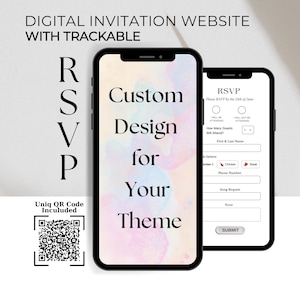 Invitación personalizada para sitio web RSVP con código QR para bodas o eventos especiales, perfecta para seguimiento de RSVP e invitaciones para guardar la fecha