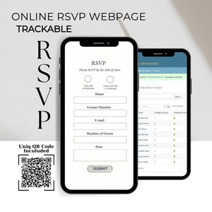 Benutzerdefinierte Online-RSVP mit QR-Code & Antwort-Tracker, schnelles und einfaches Event-Managment-Tool, ideal für Hochzeiten und besondere Anlässe