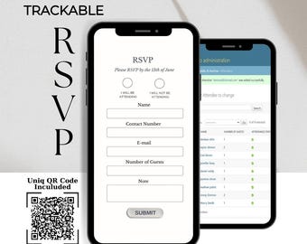 Custom Online RSVP with QR Code & RSVP Tracker, Quick and Simple Event Management Tool, Ideal for Weddings and Special Events