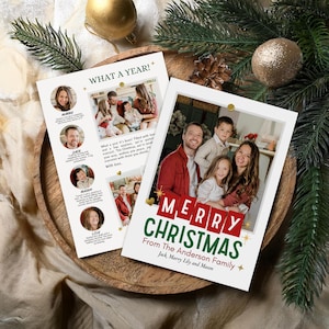 Jahr im Rückblick Vorlage Frohe Weihnachtskarte, Familien Foto Collage Karte, Printable Einzigartige Feiertagskarte, Jahresrückblick Frohes Neues Jahr Karte