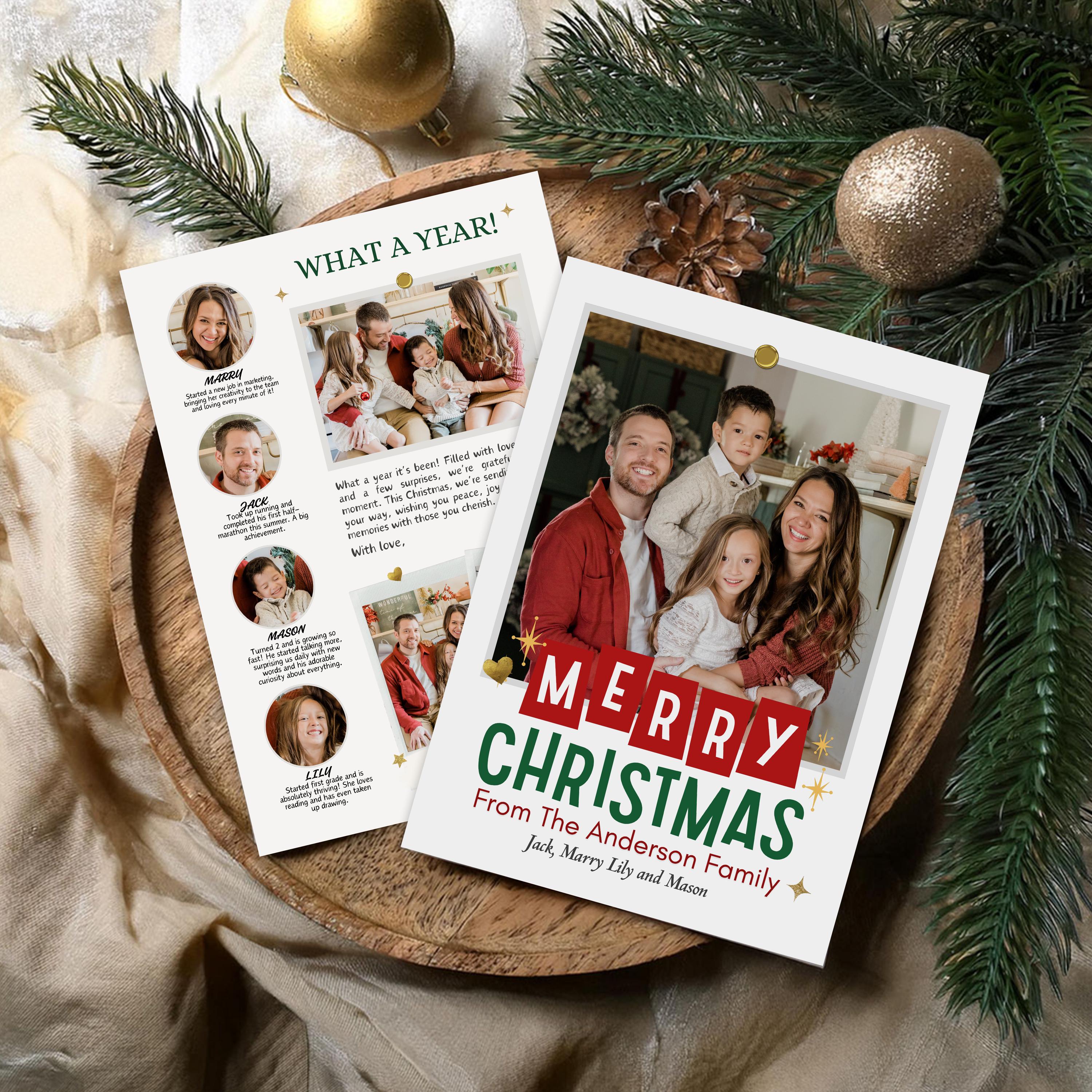 Year in Review Christmas Card Template: Family Photo Collage Card ...