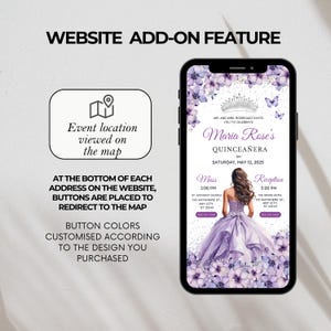 Antwortkarten-Website-Einladung Siehe Adresse auf Karte Add-On-Funktion, ideal für Quinceanera & Hochzeitsfeiern
