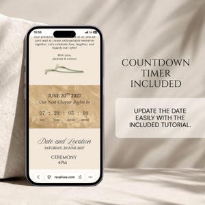 Hochzeitseinladung mit Blumenmuster in Salbeigrün und Gold mit RSVP-Funktion: Bearbeitbare Canva-Vorlage Bild 7