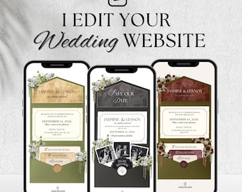 Canva Edit Service for Wedding Website Invitation with Trackable RSVP Template