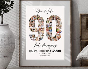 90th Birthday Photo Collage: Custom Milestone Gift (Digital Download)