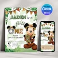 1st Birthday Mickey Mouse Invitation: Safari wild One (Digital Download)