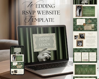 Old Money Wedding Website Template with RSVP: Editable Canva Design (Digital Download)