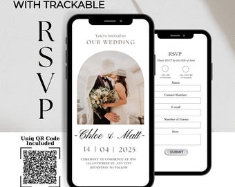 Elegant Wedding Invitation Website: Trackable RSVP with QR Code (Digital)