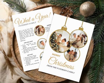 Sjabloon familiefoto kerstkaart: jaaroverzicht (digitale download)