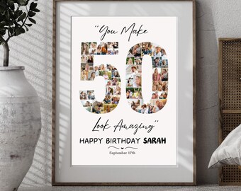 50th Birthday Photo Collage Template: Custom Milestone Gift (Digital Download)