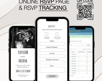 Custom RSVP Website with QR Code & Online RSVP Tracker, Personalized Qr Code Invites with Photo, Ideal for Weddings and Special Events