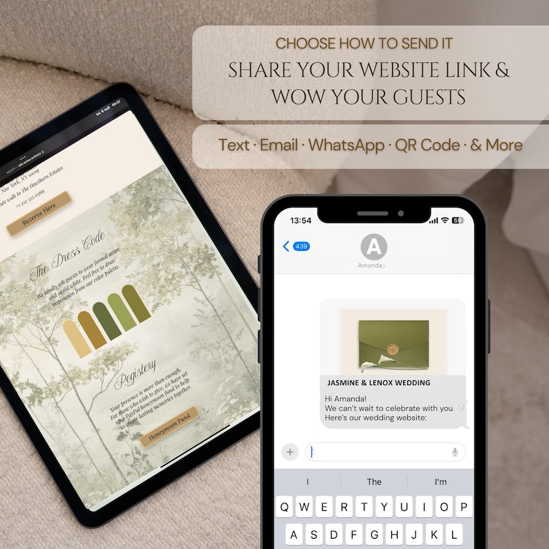 Hochzeitseinladung mit Blumenmuster in Salbeigrün und Gold mit RSVP-Funktion: Bearbeitbare Canva-Vorlage Bild 11