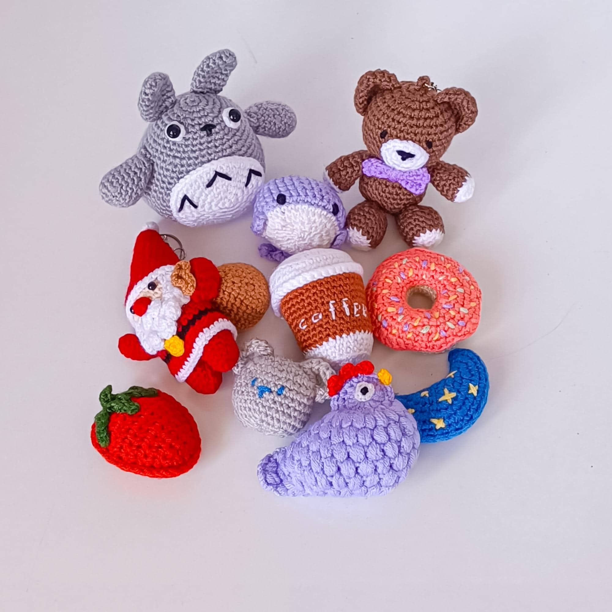 Crochet Amigurumi Keychain Set: Handmade Animal & Food Charms - 8