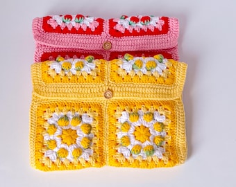 Handmade Crochet Strawberry Book Sleeve – Protective Book Pouch