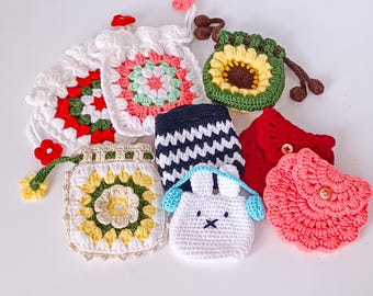 Handmade Crochet Earphone Holder & Pouch Set: Kawaii Cable Organizer