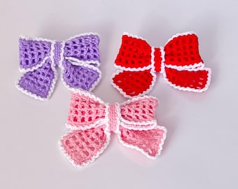 Pdf Pattern: Crochet Bow Hair Clip | Handmade Openwork Ribbon Barrette