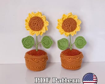 Pdf Pattern: Crochet Sunflower Potted Plant Pattern | Easy Amigurumi
