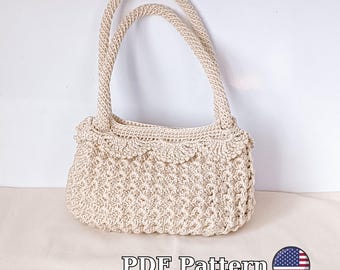 PDF-patroon: macramé schoudertas |  Gehaakte draagtas, geschikt voor beginners