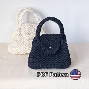 PDF Pattern: Modern Crochet Tote Bag Tutorial | Step-by-Step DIY Handmade Market Bag Pattern | Eco-Friendly Reusable T-Shirt Yarn Bag