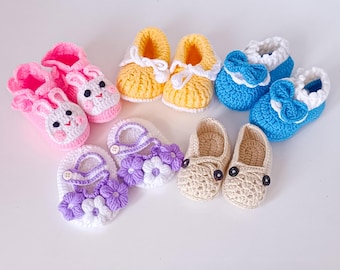 Wholesale Handmade Crochet Baby Booties: 10 Pairs, Newborn to 1 Year