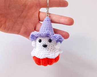 Crochet Halloween Ghost Keychain: Amigurumi Witch Ghost (PDF Pattern)