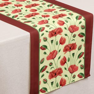 Poppy home decor floral table runner cottagecore home decor wildflower lover gift poppy lover gift botanical floral dining table decor