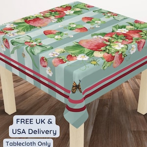 Food lover gift strawberry tablecloth strawberry home decor retro vintage style table decor fruit lover gift strawberry coquette decor