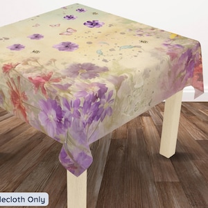 Cottagecore decor for table table cloth vintage style home decor floral tablecloth flowers butterfly lover gift for nature lover wildflower