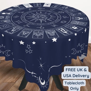 Altar cloth tarot blue tarot tablecloth home altar cloth celestial gift spiritual gift zodiac home decor mystical decor divination gift