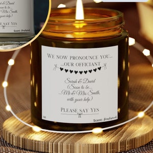 Officiant proposal gift personalized candle gift wedding officiant candle custom officiant request will you marry us unique wedding candle