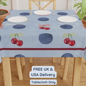 Food lover gift cherry tablecloth cherry home decor retro vintage style table decor fruit lover gift cherry bow decor cherry coquette home