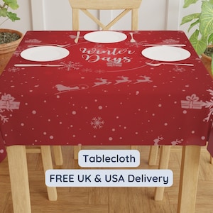 Christmas red tablecloth square table cover table Xmas tablecloth Christmas party decor Winter tablecloth polyester festive table cloth
