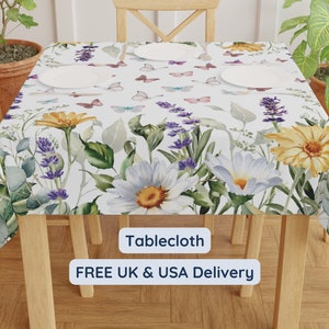 Cottagecore tablecloth floral and butterfly print polyester tablecloth for wedding decor gift for new home garden flower gift for gardener