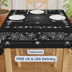 Whimsigoth decor gothic home decor Halloween tablecloth black witchy gift for home gift for new house present arachnid spiders dark academia